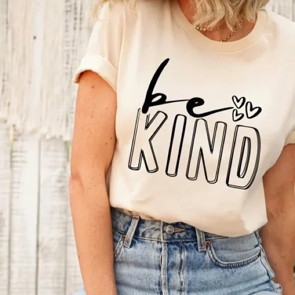 Be Kind Crew Neck Short Sleeve Tee Shirt - Picture 1 of 2